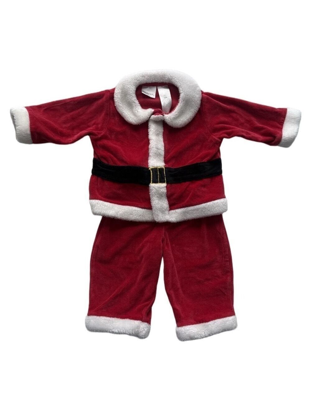 Baby Santa Claus Suit Outfit Halloween Costume White Faux Fur Trim Jacket Pants
